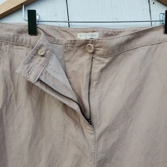 Eileen Fisher Women Beige Cotton Blend Trouser Capris Sz 16